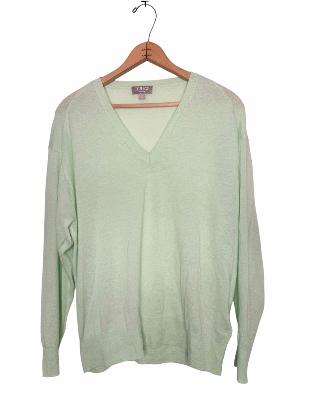 J. Crew Oversized Featherweight Cashmere V-neck Sweater Green Size Medium